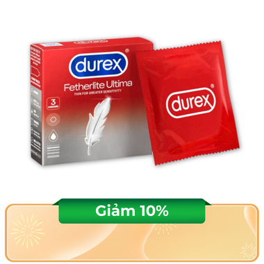 Bao cao su Durex Fetherlite vừa vặn, độ bảo vệ cao (3 cái)