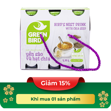 Nước yến sào và hạt chia Green Bird Hộp 06 chai