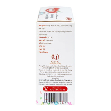 Siro Ginkid Ginic - Nhuận tràng, bổ sung chất xơ giảm táo bón (3 vỉ x 5 ống x 10ml)