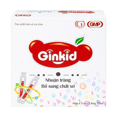 Siro Ginkid Ginic - Nhuận tràng, bổ sung chất xơ giảm táo bón (3 vỉ x 5 ống x 10ml)