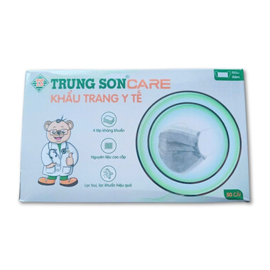 Khẩu trang y tế Trung Sơn 4 lớp màu xám (Hộp 50 cái)