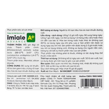 Men vi sinh Imiale A+ giảm rối loạn tiêu hóa (Hộp 10 gói x 6g)