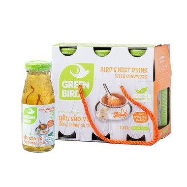 Nước yến sào và đông trùng hạ thảo Green Bird Hộp x 06 Chai