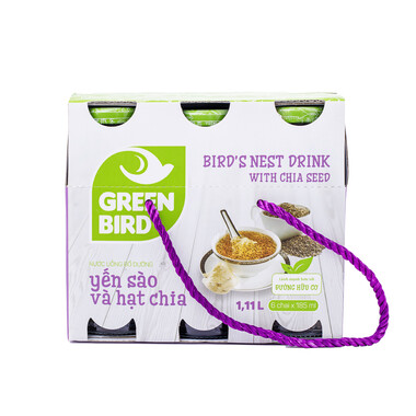 Nước yến sào và hạt chia Green Bird Hộp 06 chai