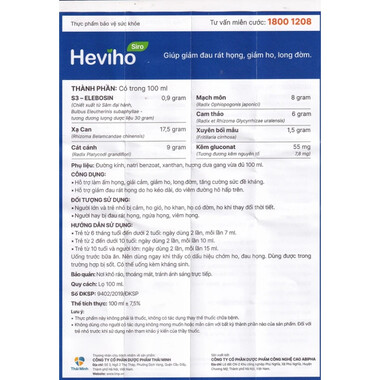 Thực phẩm bảo vệ sức khỏe siro Heviho (100ml)