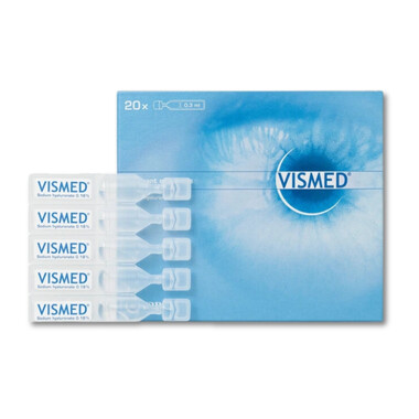 Thuốc nhỏ mắt Vismed 0,18% điều trị khô mắt, viêm giác mạc (20 ống x 0.3ml)