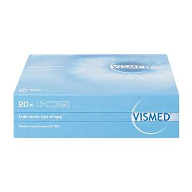 Thuốc nhỏ mắt Vismed 0,18% điều trị khô mắt, viêm giác mạc (20 ống x 0.3ml)