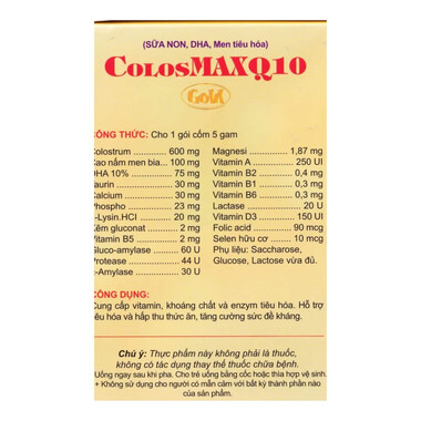 Cốm Colosmax Q10 gold – Bổ sung sữa non, hỗ trợ tiêu hóa & tăng cường đề kháng