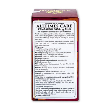 Alltimes Care Kangaroo 6000 Plus - Viên uống tăng cường sinh lực nam giới (Hộp x 30 viên)