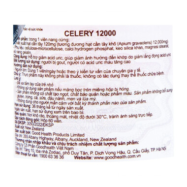 Celery 12000 GoodHealth - Hỗ trợ điều trị gout (Hộp 60 viên)