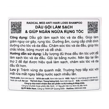 Dầu Gội Radical Med Anti - Hair Loss: Ngăn Ngừa Gàu, Rụng Tóc 300ml