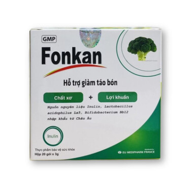 Fonkan - Men vi sinh bổ sung chất xơ tự nhiên, giảm táo bón, tăng cường tiêu hoá (Hộp x 20 gói)
