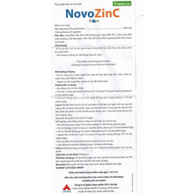 NovoZinc Drops 15ml - Bổ sung kẽm hữu cơ, tăng đề kháng giúp bé ăn ngon