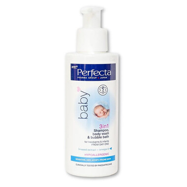 Perfecta Baby Rohto - Gel tắm gội 3 trong 1 cho trẻ sơ sinh, hỗ trợ dưỡng ẩm da (150ml)