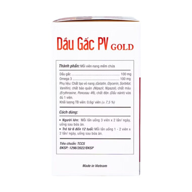Viên uống PV Dầu Gấc Gold - Hỗ trợ sức khỏe đôi mắt (Hộp 100 viên)