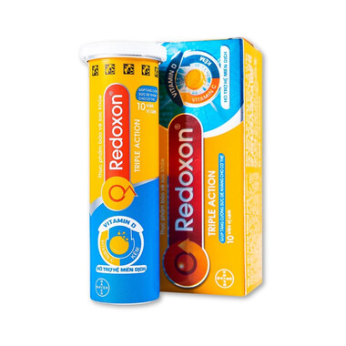 Redoxon Triple Action Bayer - Viên sủi hỗ trợ nâng cao sức đề kháng, bổ sung vitamin C, D và kẽm (Hộp x 10 viên)