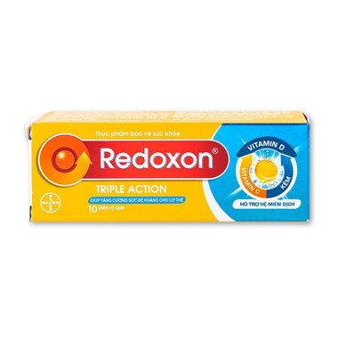 Redoxon Triple Action Bayer - Viên sủi hỗ trợ nâng cao sức đề kháng, bổ sung vitamin C, D và kẽm (Hộp x 10 viên)