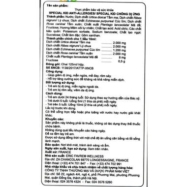 Siro Special Kid Anti-Allergies giảm dị ứng, mẩn ngứa, mề đay 125ml