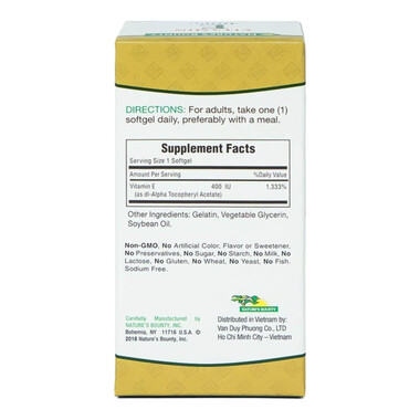 Viên uống vitamin e 400iu Nature's Bounty - Hỗ trợ chống oxy hóa, làm chậm lão hóa da