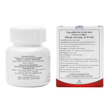 Dầu gấc Vinaga-DHA Gacoil bổ sung dầu Cá, Omega 3, Dha (Hộp 30 viên)