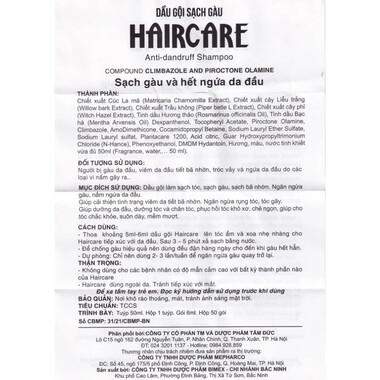 Dầu gội Haircare Bimex sạch gàu và hết ngừa da đầu (Chai 50ml)