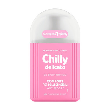 Dung dịch vệ sinh phụ nữ Chilly Delicato dưỡng mềm mại, sạch dịu êm (200ml)