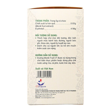 Đường ăn kiêng La Hán Quả Monk Fruit CT hỗ trợ điều trị tiểu đường (100g)