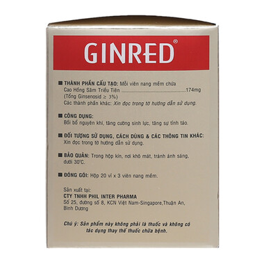 Ginred – Viên uống hỗ trợ tăng cường sinh lực, bồi bổ nguyên khí (60 viên)