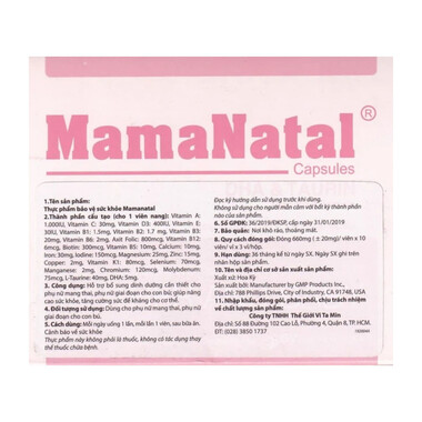 MamaNatal - Bổ sung dinh dưỡng mẹ bầu (30 viên)