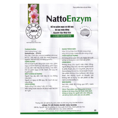 Viên uống NattoEnzym DHG - Hỗ Trợ hoạt huyết, tăng tuần hoàn máu, giảm nguy cơ đột quỵ