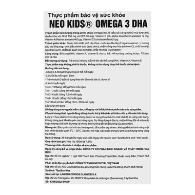 Neo Kids Omega 3 DHA - Bổ sung Dầu Cá cho trẻ, hỗ trợ phát triển trí não 150ml