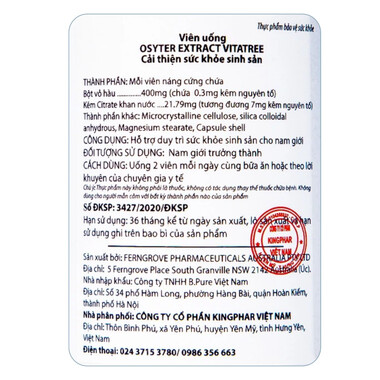 Viên uống Oyster Extract Vitatree – Hỗ trợ tăng cường sinh lý và sức khỏe sinh sản nam