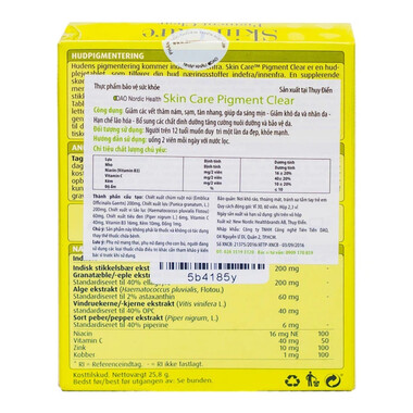 Viên uống Skin Care Pigment Clear New Nordic – Giảm thâm nám, sạm da, tàn nhang, dưỡng da trắng sáng