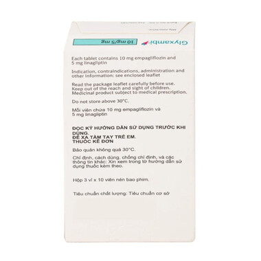 Thuốc Glyxambi 10mg/5mg Boehringer điều trị đái tháo đường tuýp 2 (3 vỉ x 10 viên)