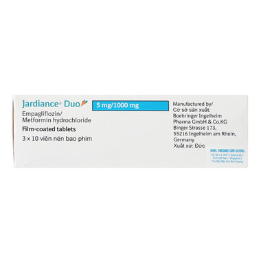 Thuốc Jardiance Duo 5mg/1000mg Boehringer điều trị tiểu đường type 2 (3 vỉ x 10 viên)