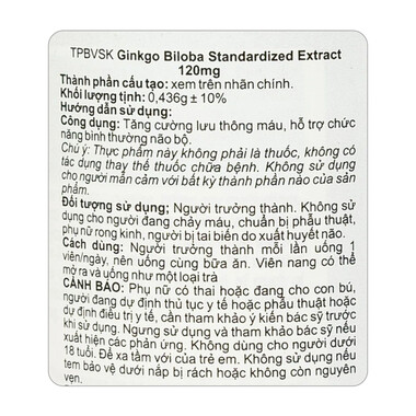 Viên uống Ginkgo Biloba 120mg Puritan’s Pride – Hỗ trợ lưu thông máu não, tăng cường trí nhớ