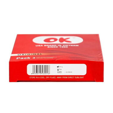 Bao cao su OK Original không mùi, độ đàn hồi tốt (3 cái)