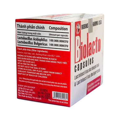 Viên uống Biolacto Robinson Pharma USA bổ sung lợi khuẩn giúp cân bằng hệ vi sinh đường ruột (100 viên)