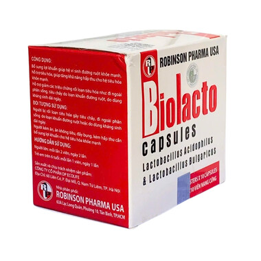 Viên uống Biolacto Robinson Pharma USA bổ sung lợi khuẩn giúp cân bằng hệ vi sinh đường ruột (100 viên)
