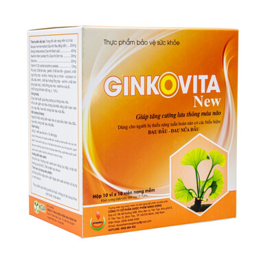 Viên uống Ginkovita New hỗ trợ điều trị đau nửa đầu và tăng cường tuần hoàn não (100 viên)