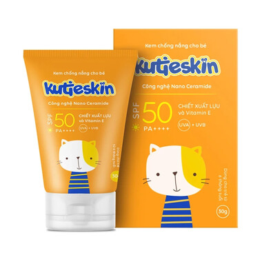 Kem chống nắng Kutieskin SPF 50+ giúp bảo vệ da bé khỏi tia UVA, UVB và ô nhiễm