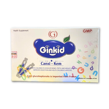 Thực phẩm bảo vệ sức khỏe Ginkid Canxi Kẽm (20 ống x 5ml)
