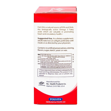 Viên nang mềm Alaska Deep Sea Fish Oil Omega-3 Nuhealth bổ sung EPA, DHA, giúp tăng thị lực (100 viên)