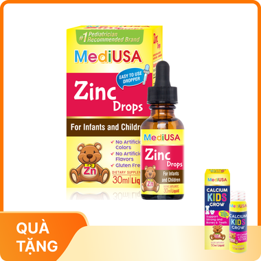 Thực phẩm bảo vệ sức khỏe MediUSA Zinc Drops giúp trẻ ăn ngon, nâng cao đề kháng (30ml)