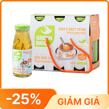 Nước yến sào và đông trùng hạ thảo Green Bird Hộp x 06 Chai