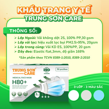 Khẩu Trang Y Tế Trung Sơn Care chống bụi (Hộp Màu xanh)