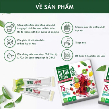 Bột uống thải độc, kiểm soát cân nặng Kinohimitsu Detox Enzyme (14g X 30 gói)