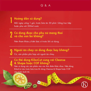 Bột uống giảm cân và giảm mỡ nội tạng cao cấp Kinohimitsu Kiloscut (10g X 30 Gói)