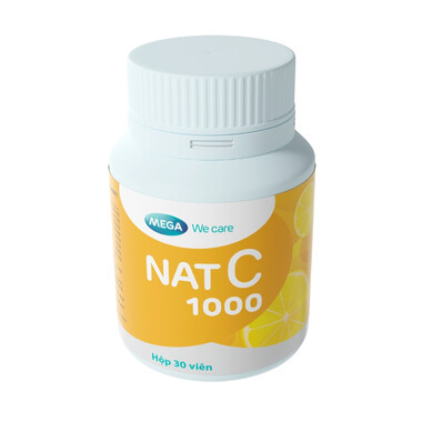 Viên uống NAT C 1000 bổ sung vitamin C tăng cường đề kháng, giảm cảm cúm, cảm lạnh (Lọ 30 viên)