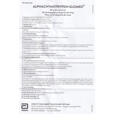 Thuốc Alphachymotrypsin Glomed 4200 IU